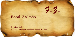 Fonó Zoltán névjegykártya